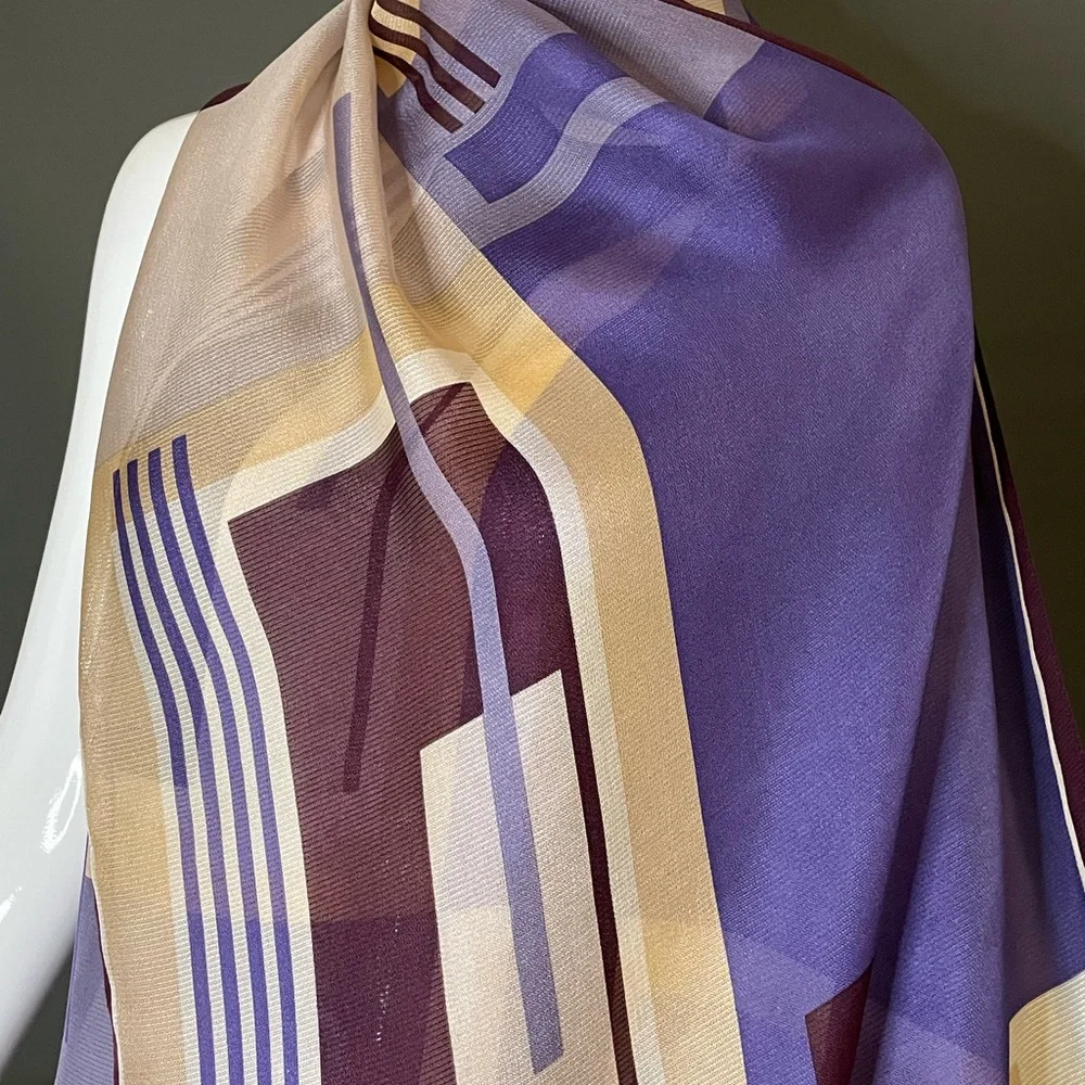 Huge Pierre Cardin Scarf Geometric Print 20 In by 70 In Excellent Condition